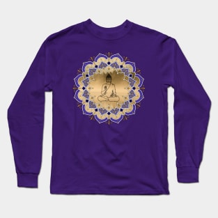 Mandala Golden and Purple Buddha Long Sleeve T-Shirt